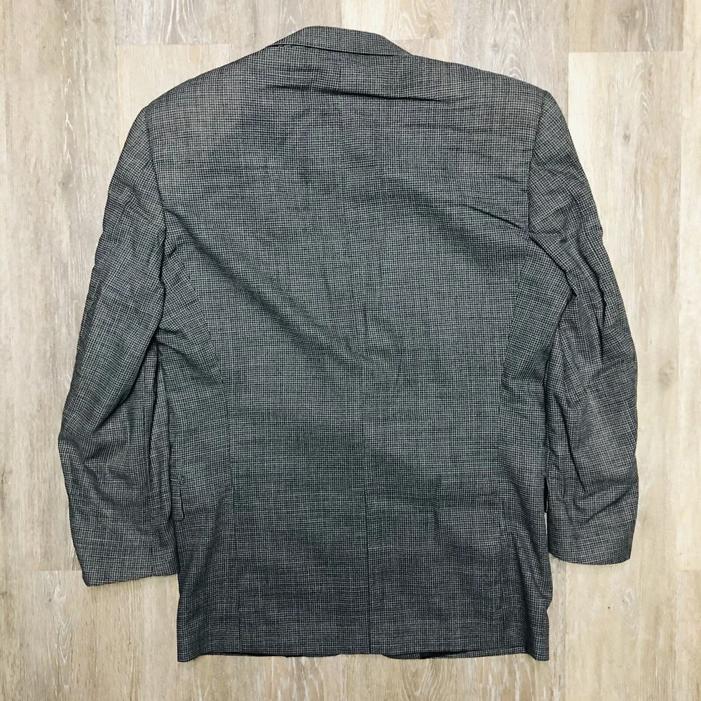 Lubiam 1911 Black w/ Tan Microcheck Wool Polyester Single Btn Blazer Mens Sz 40R